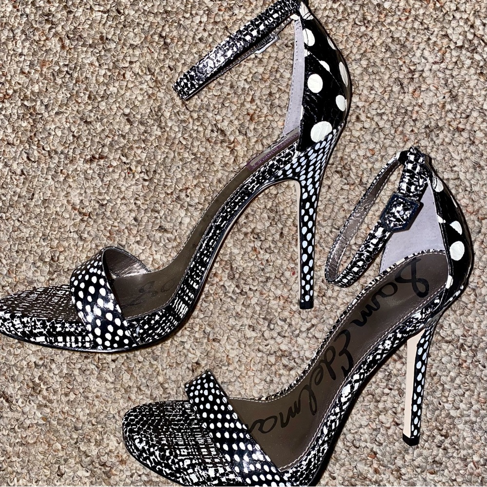 Sam Edelman Black and White Stiletto Sandals